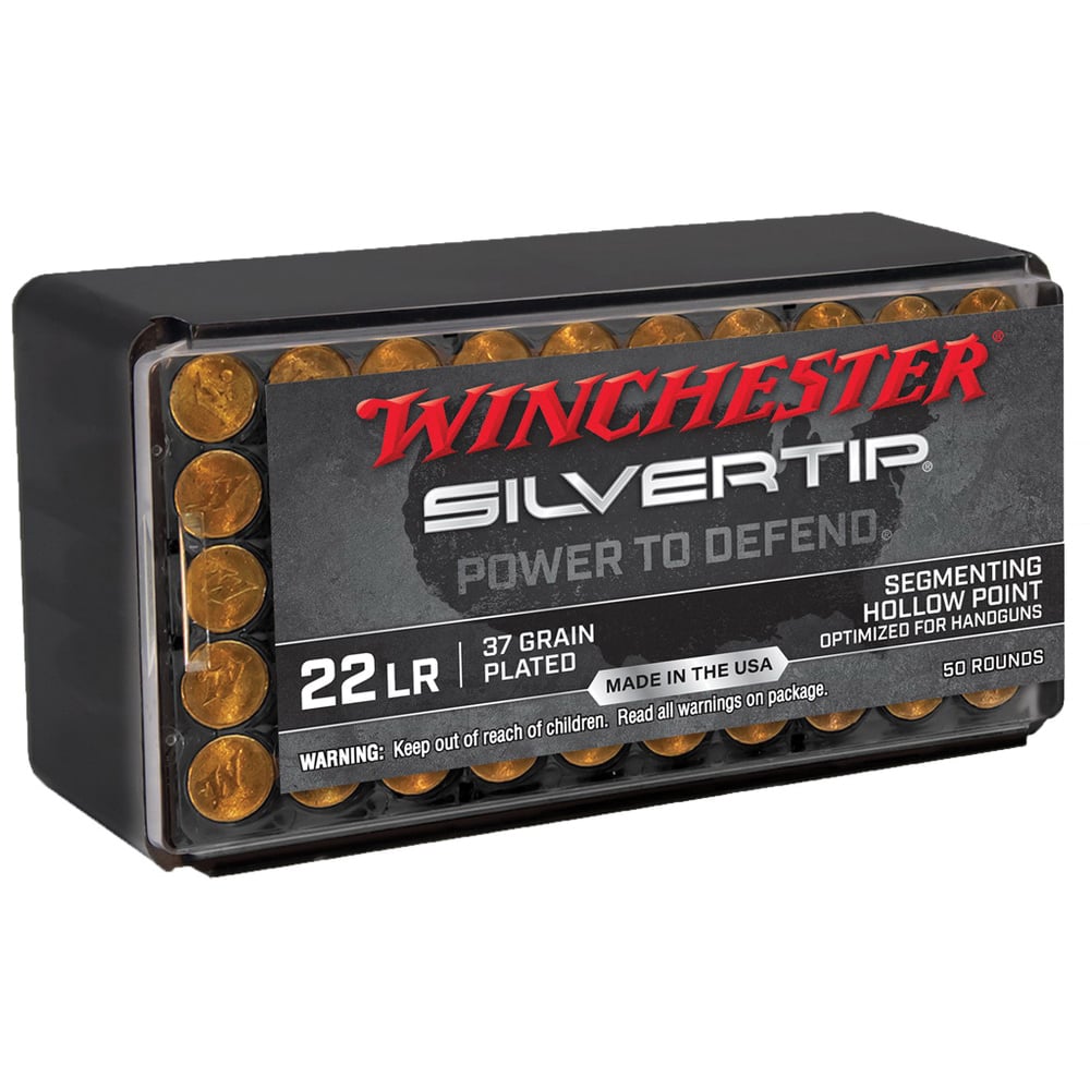 Winchester Silvertip .22lr 37 gr Segmenting HP Ammo, 50/Box - W22LRST