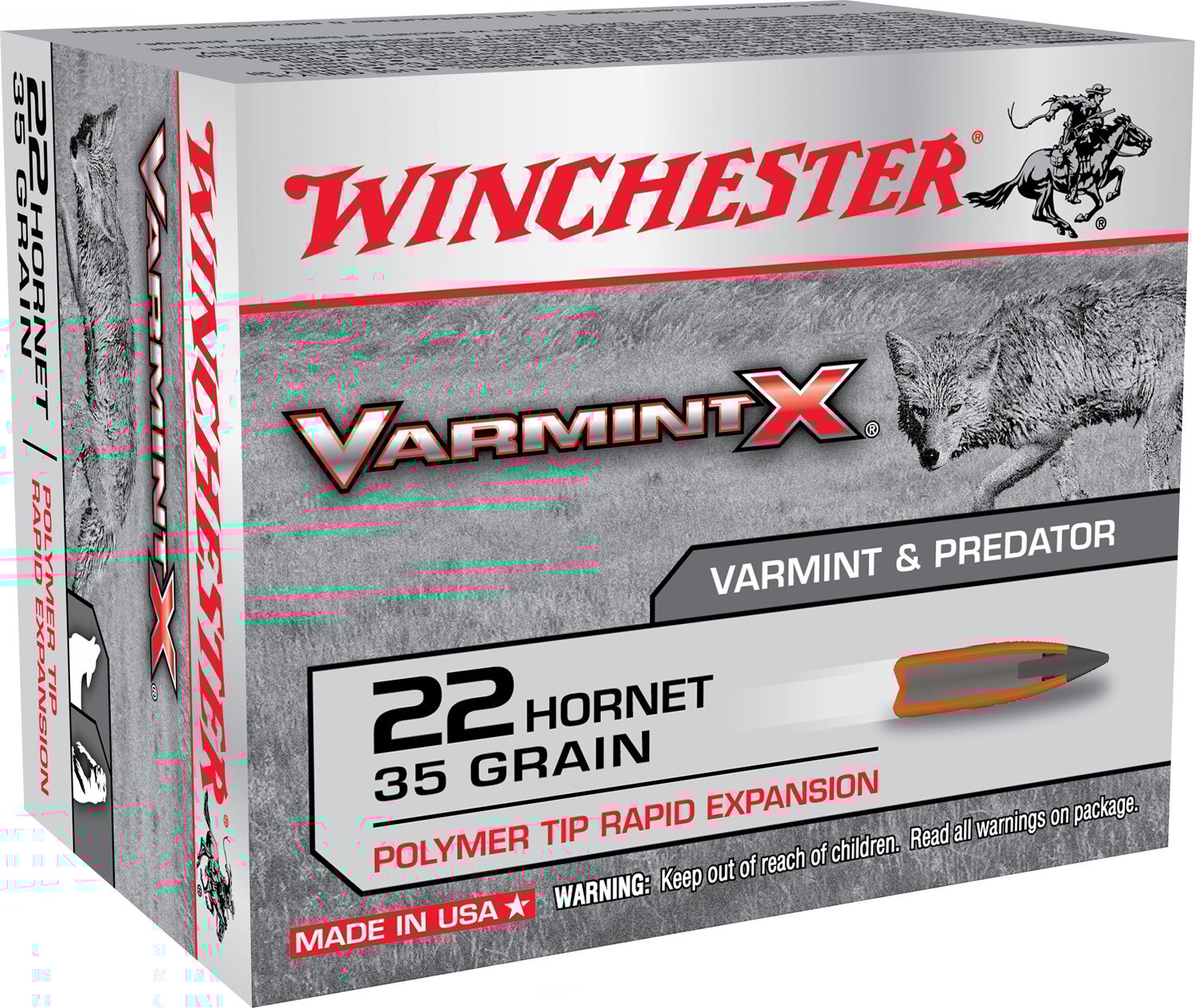 Winchester Ammunition Varmint-X 35 gr Rapid Expansion .22 Hornet Ammo, 20/box - X22P