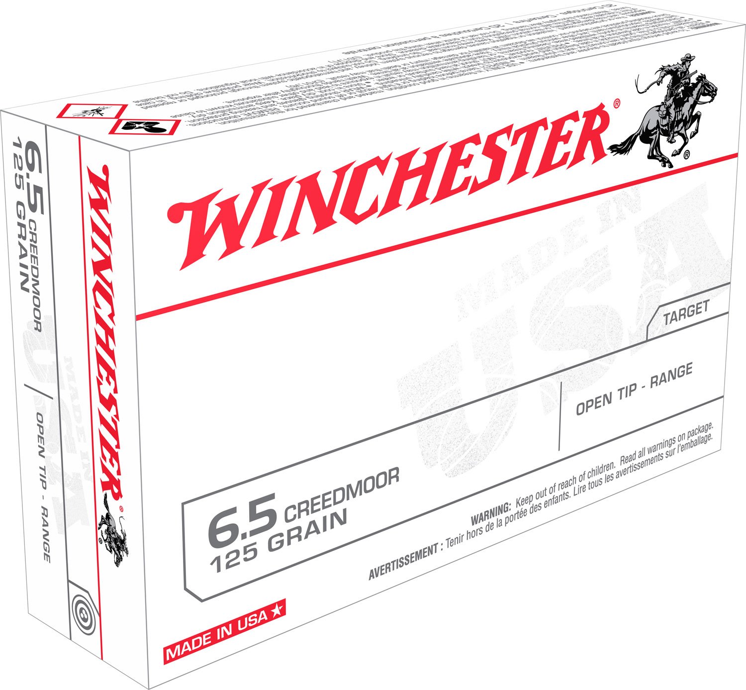 Winchester Ammunition USA 125 gr Open Tip Range 6.5 Crd Ammo, 20/box - USA65CM