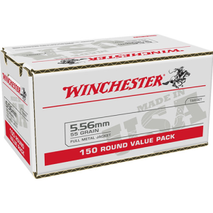 WINCHESTER USA Value Pack 5.56 NATO 55Gr Full Metal Jacket Brass Ammunition | 150 Round