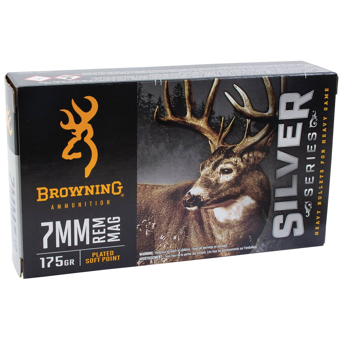 Browning Ammunition Silver 7mm Remington Magnum 175 gr PSP 20rds Rifle Ammo for Enhanced Accuracy - B192600071
