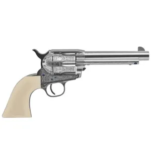 UBERTI 1873 Outlaws & Lawmen "Teddy" 45 Colt 5.5" 6rd Revolver | Engraved Nickel + Ivory Grips