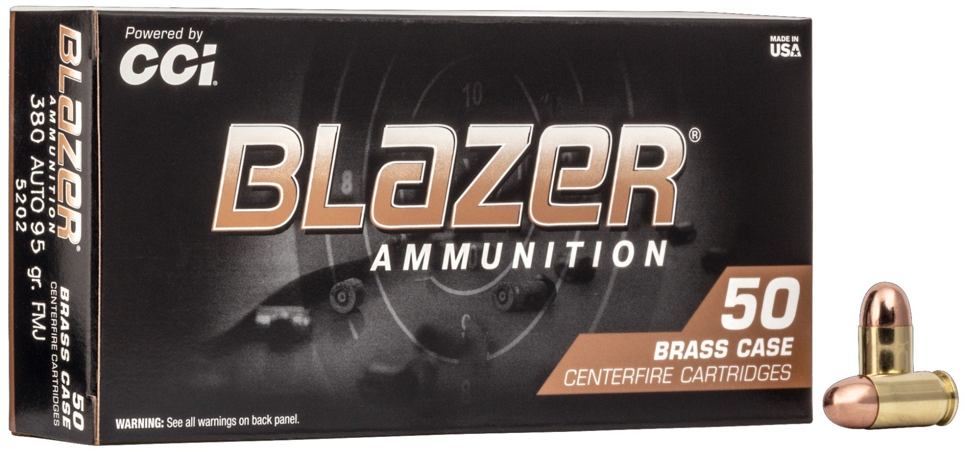 CCI Blazer Brass 380 Auto/ACP 95gr FMJ Ammunition 50rds - 5202