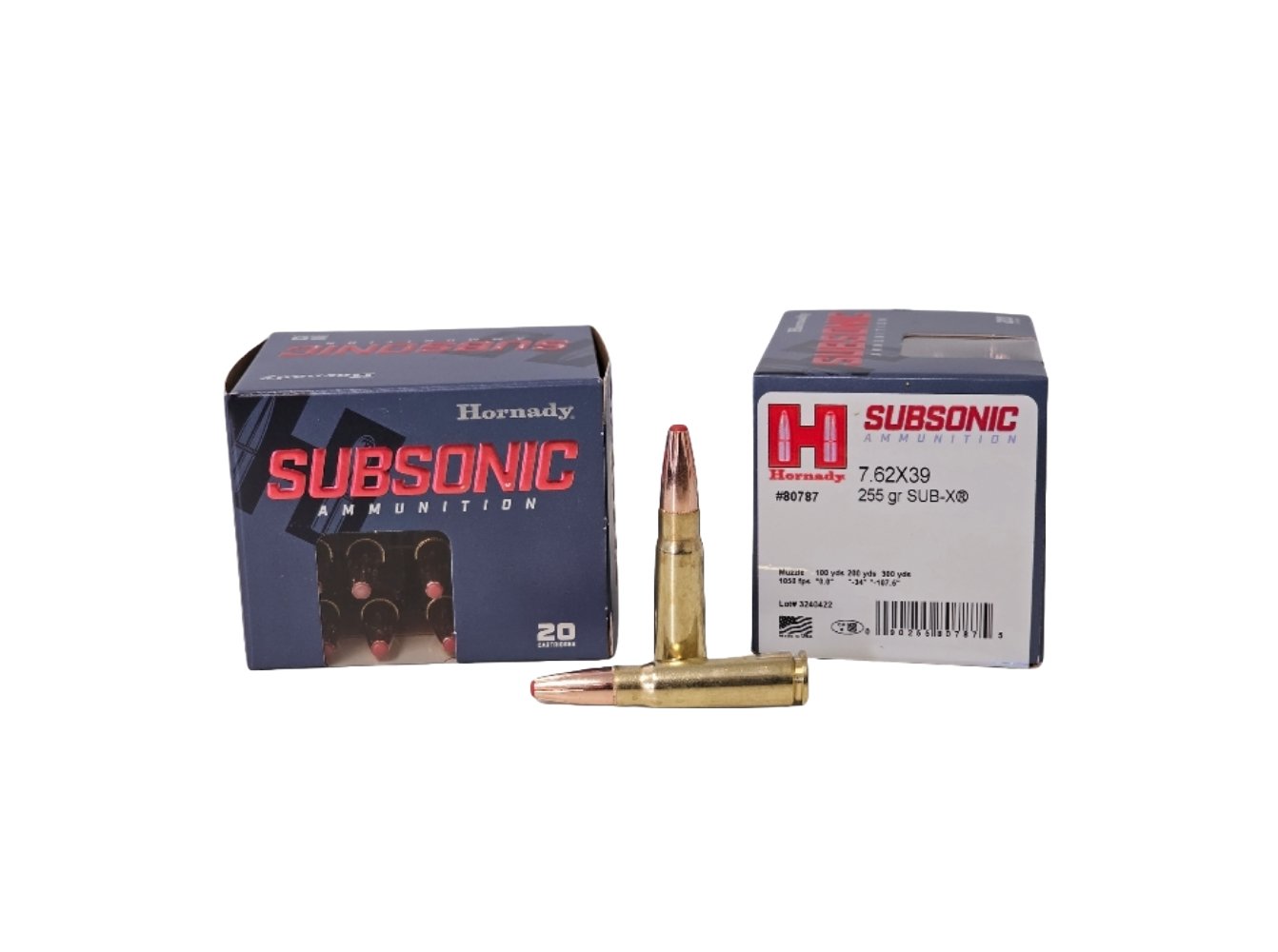 Hornady Subsonic 7.62x39mm Ammunition, 20 Rounds Sub-X 255Gr - 80787