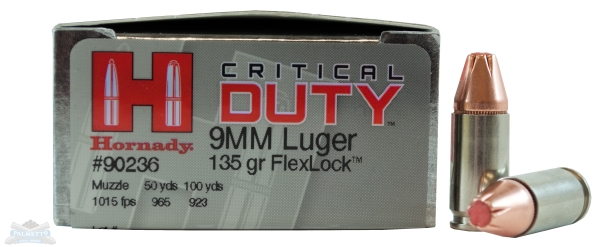 Hornady 9mm 135gr FlexLock Critical Duty Ammunition 25rds - 90236