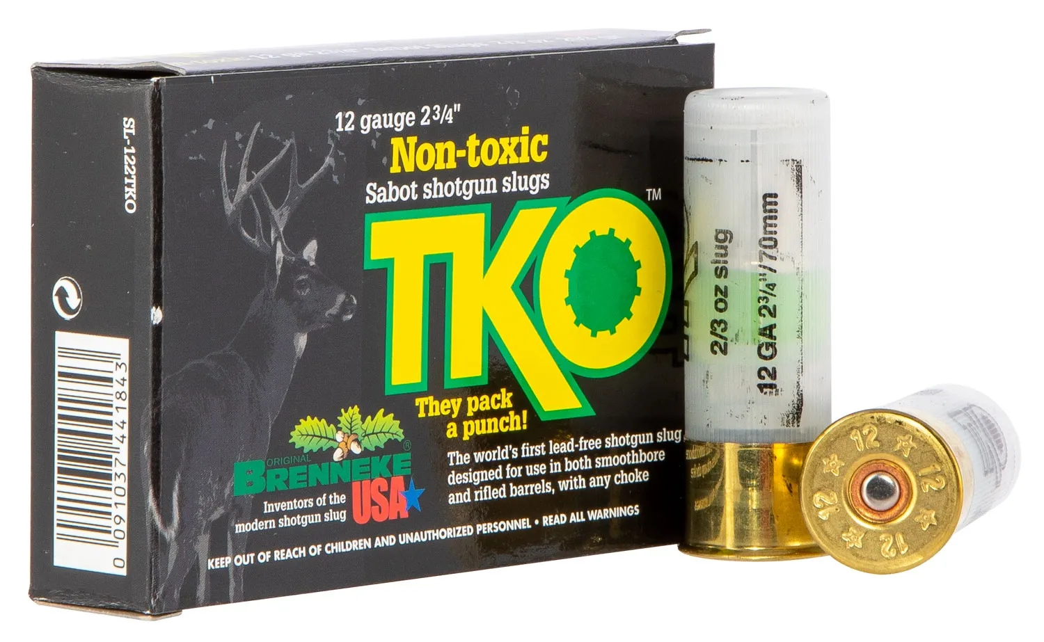 Brenneke USA TKO 12 Gauge 2.75" Shotgun Sabot Slug, 5/box - SL-122TKO