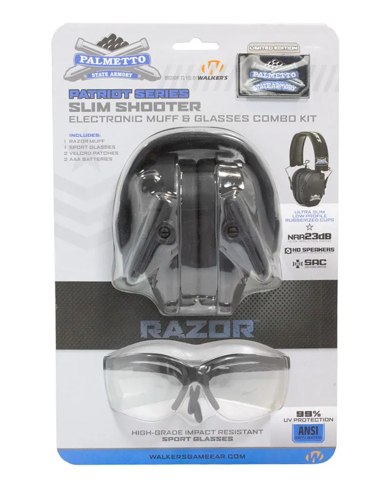 Walkers PSA Patriot Series Electronic Muff and Glasses Combo Kit - GWP-RSEMPATSGL-PSA