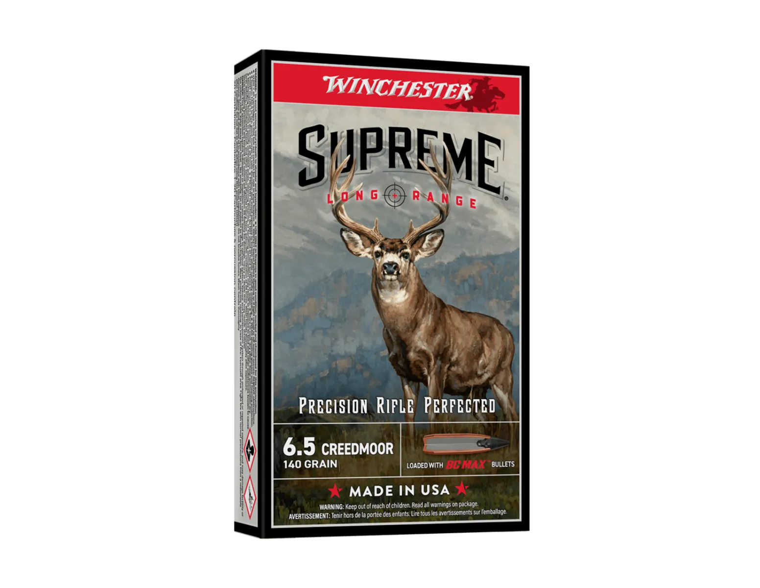 Winchester Supreme Long Range 6.5 Creedmoor 140gr BC Max Ammo, 20rds