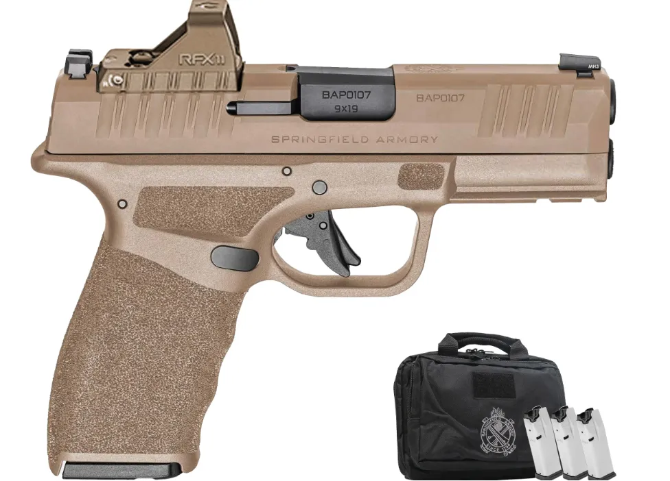 Springfield Armory Hellcat Pro Bundle Flat Dark Earth 9mm 3.7 Barrel 17-Rounds w/ Viridian RFX11 4 Mags Gun Bag