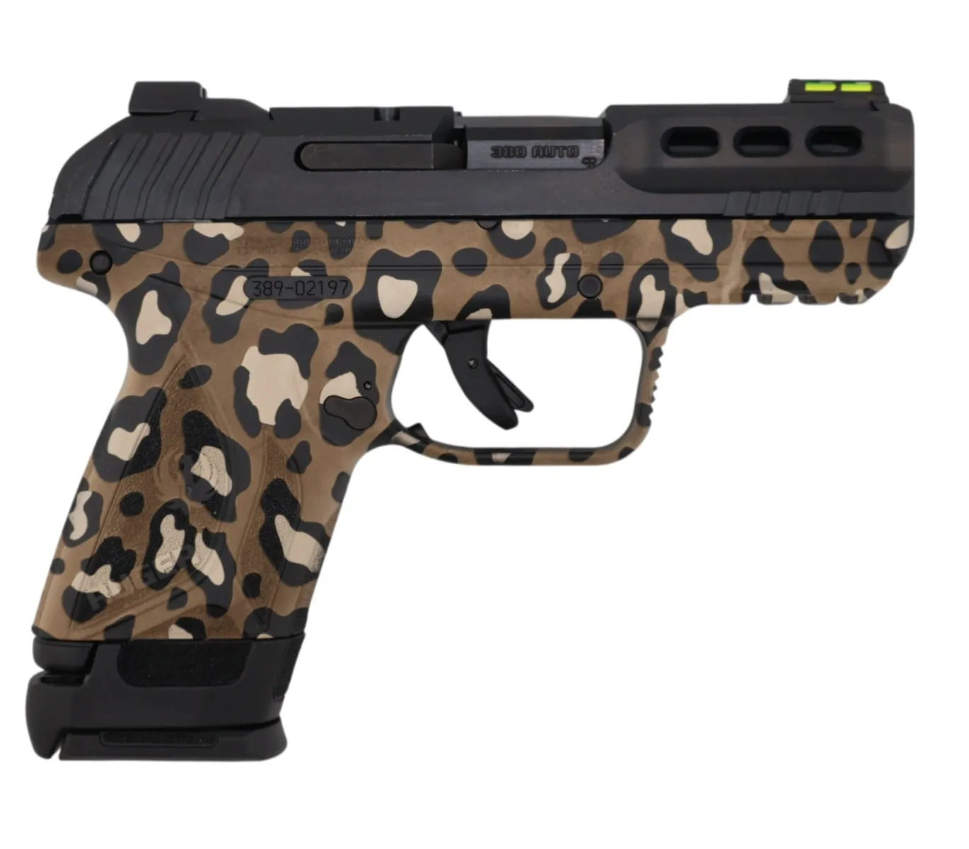 Ruger Security .380 ACP 3.42" 15rd Semi Auto Pisto, Leopard Print - 03839-LEOPARD