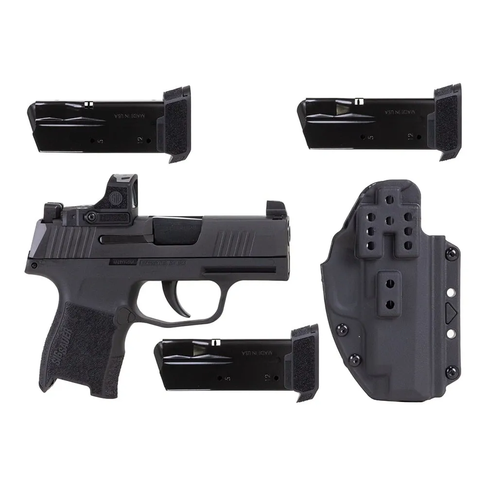 Sig Sauer P365,Tacpac 3.1" 9mm (3)12rd Pistol, Nitron/Black w/ Supp Height XRAY3, Holster, ROMEO-RS - 365-9-BXR3-TACPAC-RS