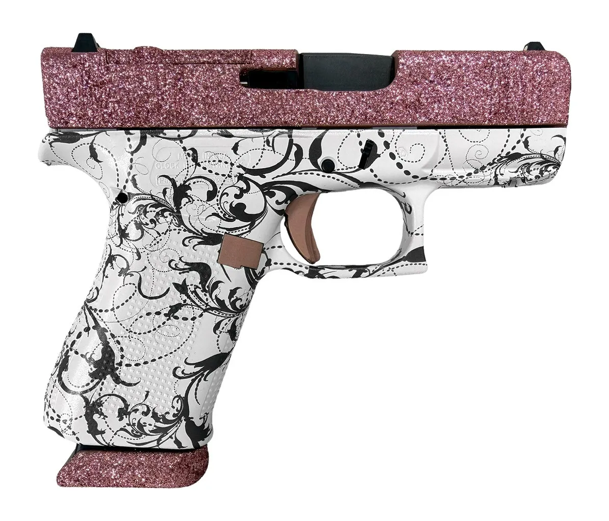 Glock G43X Black / White Paisley 9mm 3.41 GMB Barrel 15-Rounds OR