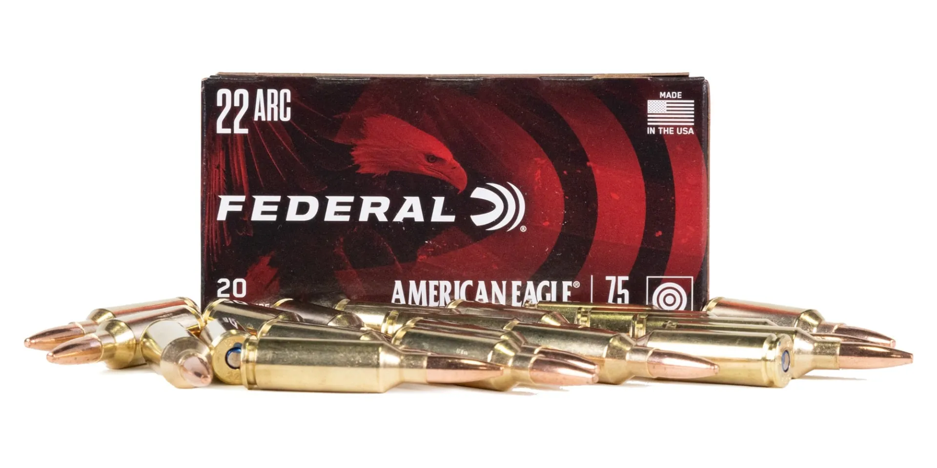Federal American Eagle .22 ARC 75gr TMJ Ammo, 20Rds