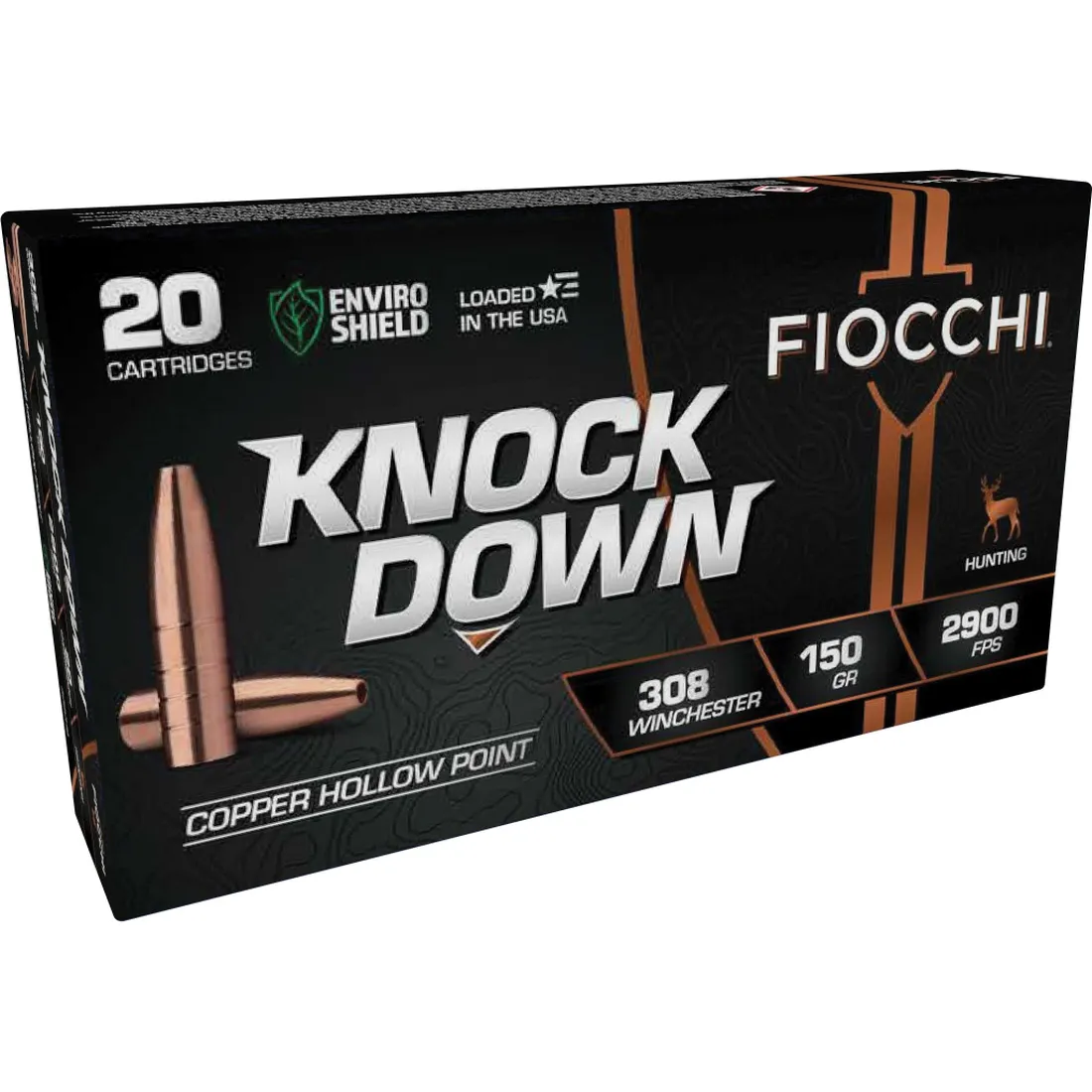 Fiocchi KnockDown .308 Win 150 gr LFCHP 20rds Rifle Ammo for Enhanced Accuracy - 308CHB