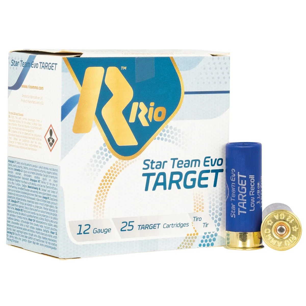 Rio Outdoors Corp Star Team Evo Target Long Range 12 Gauge 2-3/4" #7.5 1-1/8 oz 25rds Training Ammo - Superior Long-Range Training Shells - STT32LR75
