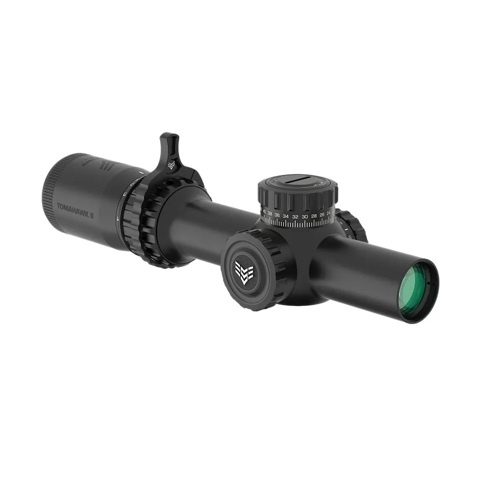 Swamp Fox Tomahawk II 1-4x24mm SFP Red Bright Fiber Optic Reticle