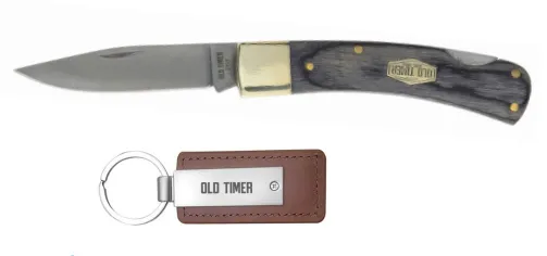 Old Timer Lockback Folder Knife w/ Keychain Combo - 1259489