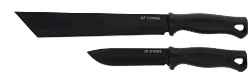 Schrade Machete & Fixed Blade Drop Point Knife Combo, Black - 1259538