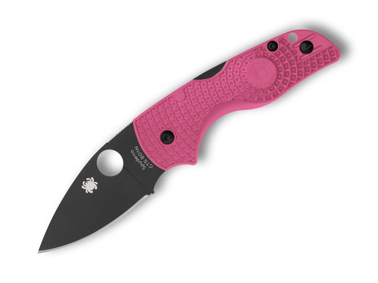 Spyderco Lil' Native Lightweight Folding Drop Point Knife, Pink - C230PPNBK