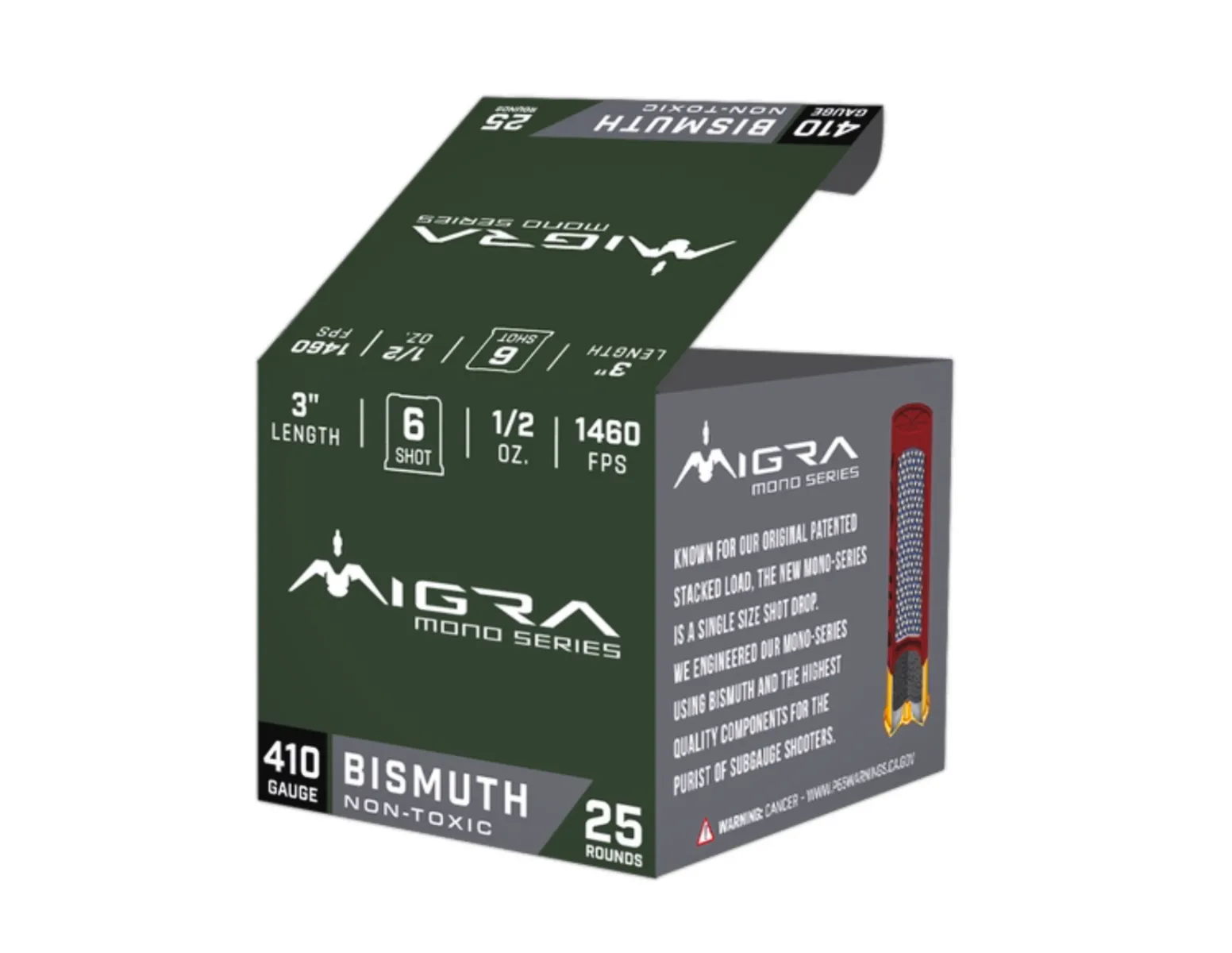 Migra Bismuth Mono Series .410 Gauge 3in 1/2oz #6 Shot Load, 25rds - M41086