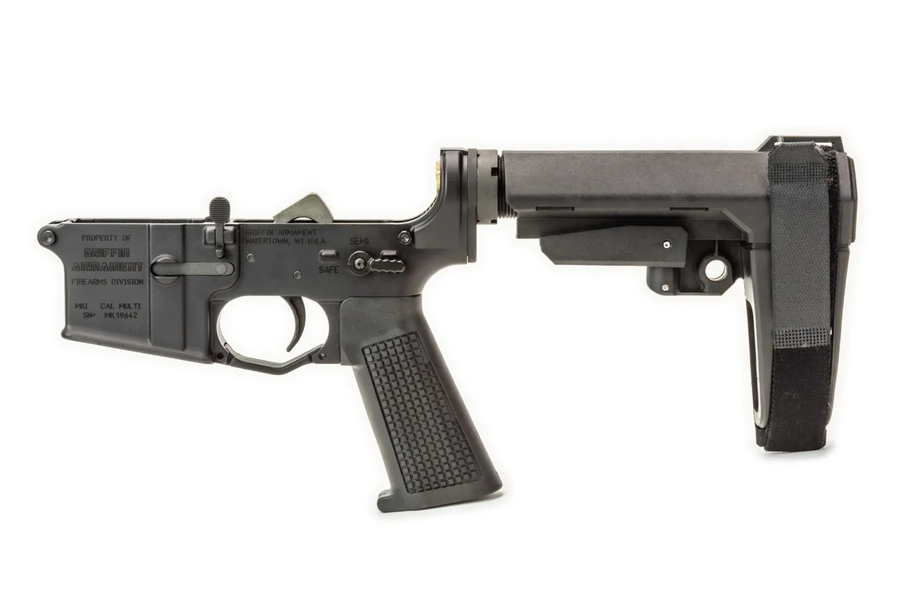 Griffin Armament MK1 AR-15 Complete Lower Receiver w/ SBA3 Brace, Black