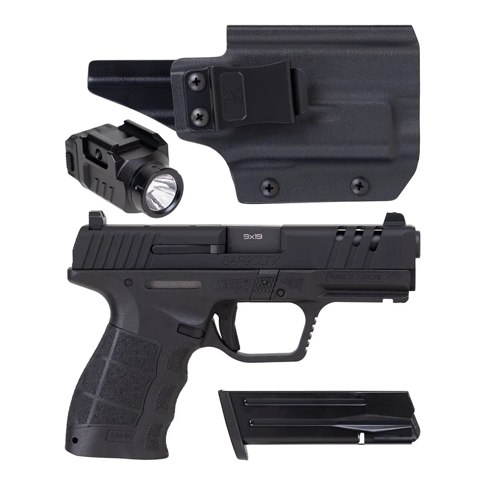 SAR SAR9 Compact LX Package 4.1" 9mm 15rd Pistol W/ Weapon Light and Holster - SAR9CLTX