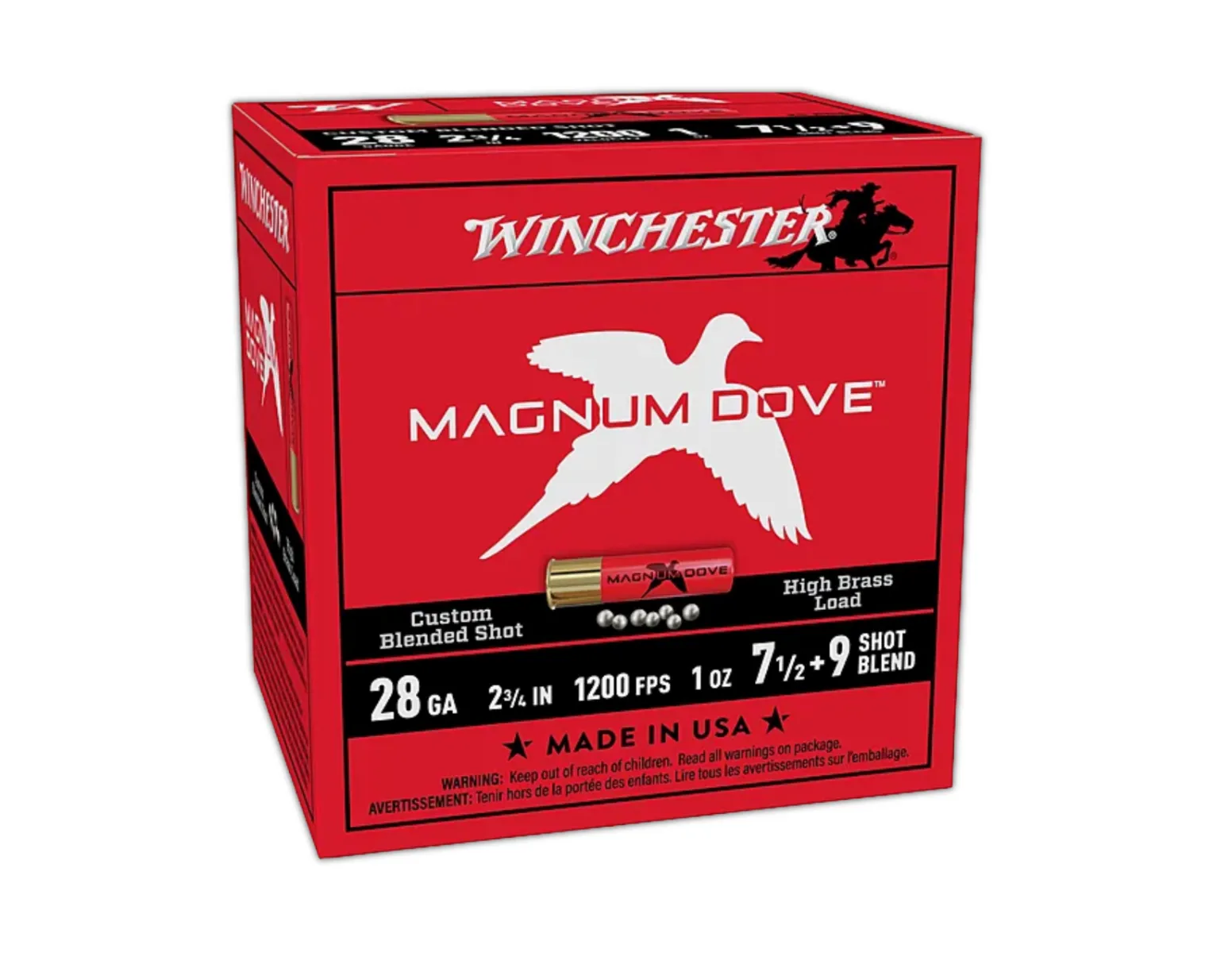 Winchester Magnum Dove 28 GA-2.75 #7.5/9 Shot 25-Rounds