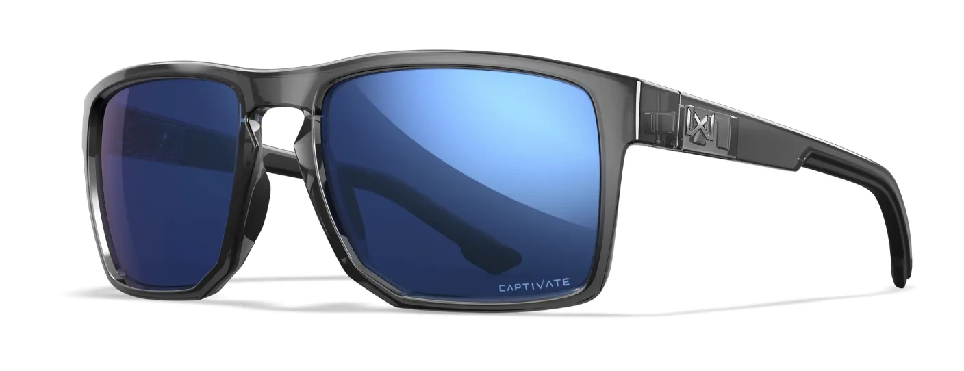 Wiley X Founder Captivate Gray Gloss Crystal Grey Blue Mirror Lens