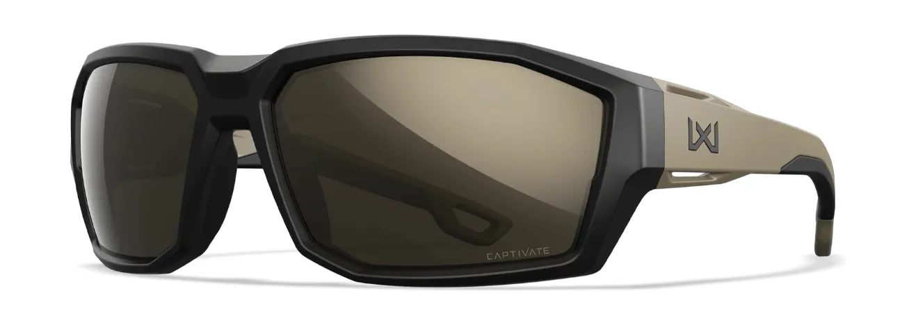 Wiley X Alpine Captivate Black / Tan Tungsten Mirror Lens Polycarbonate