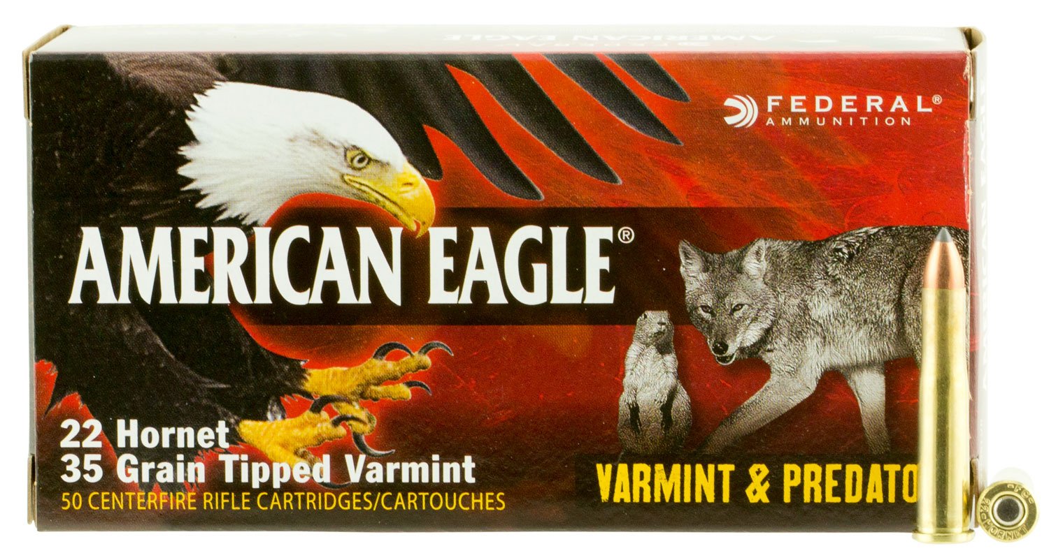 Federal American Eagle Varmint and Predator 35 gr Tipped Varmint .22 Hornet Ammo, 50/box - AE22H35TVP