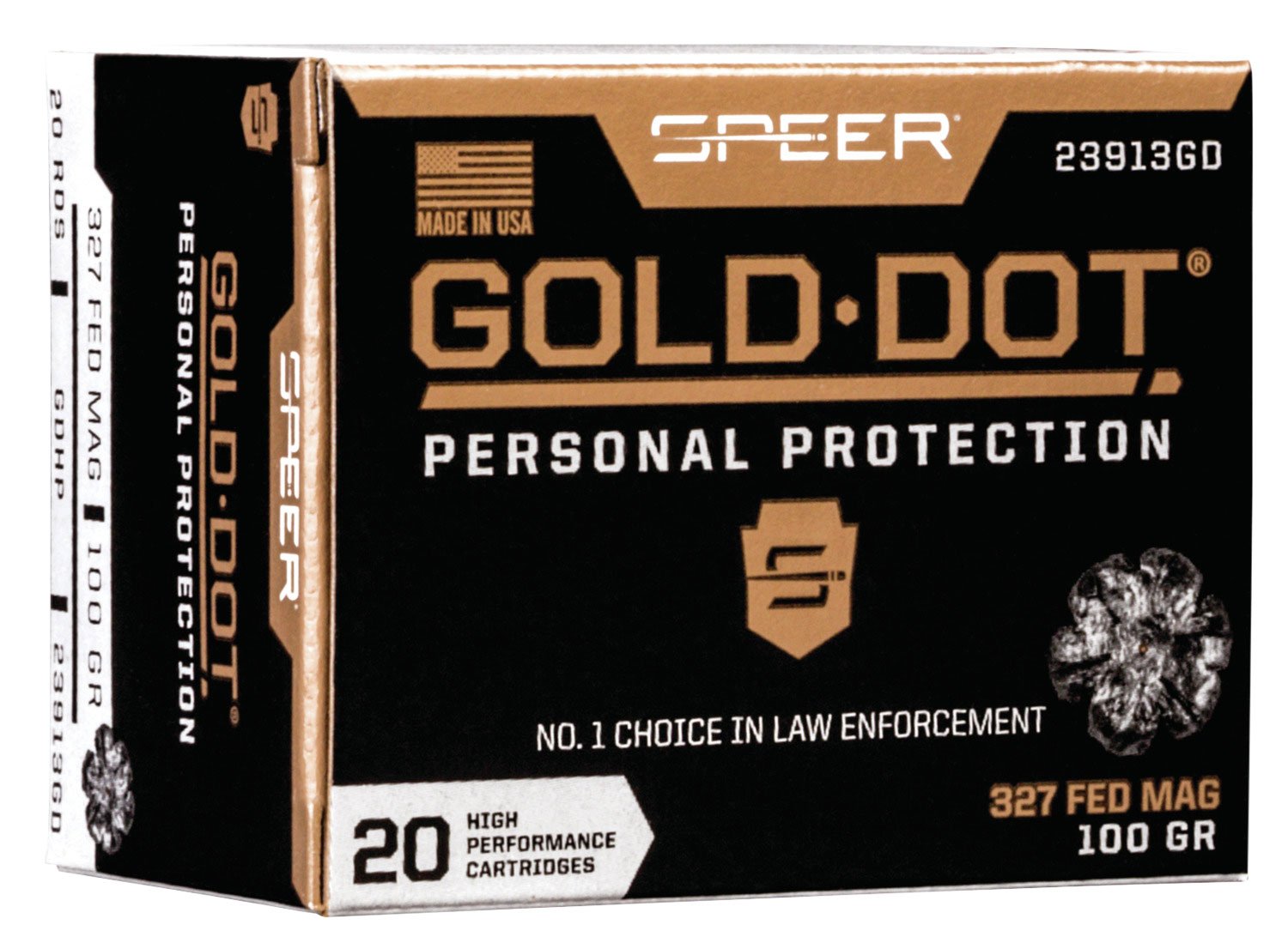 Speer Gold Dot 100 gr Hollow Point .327 Federal Mag Ammo, 20/box - 23913GD