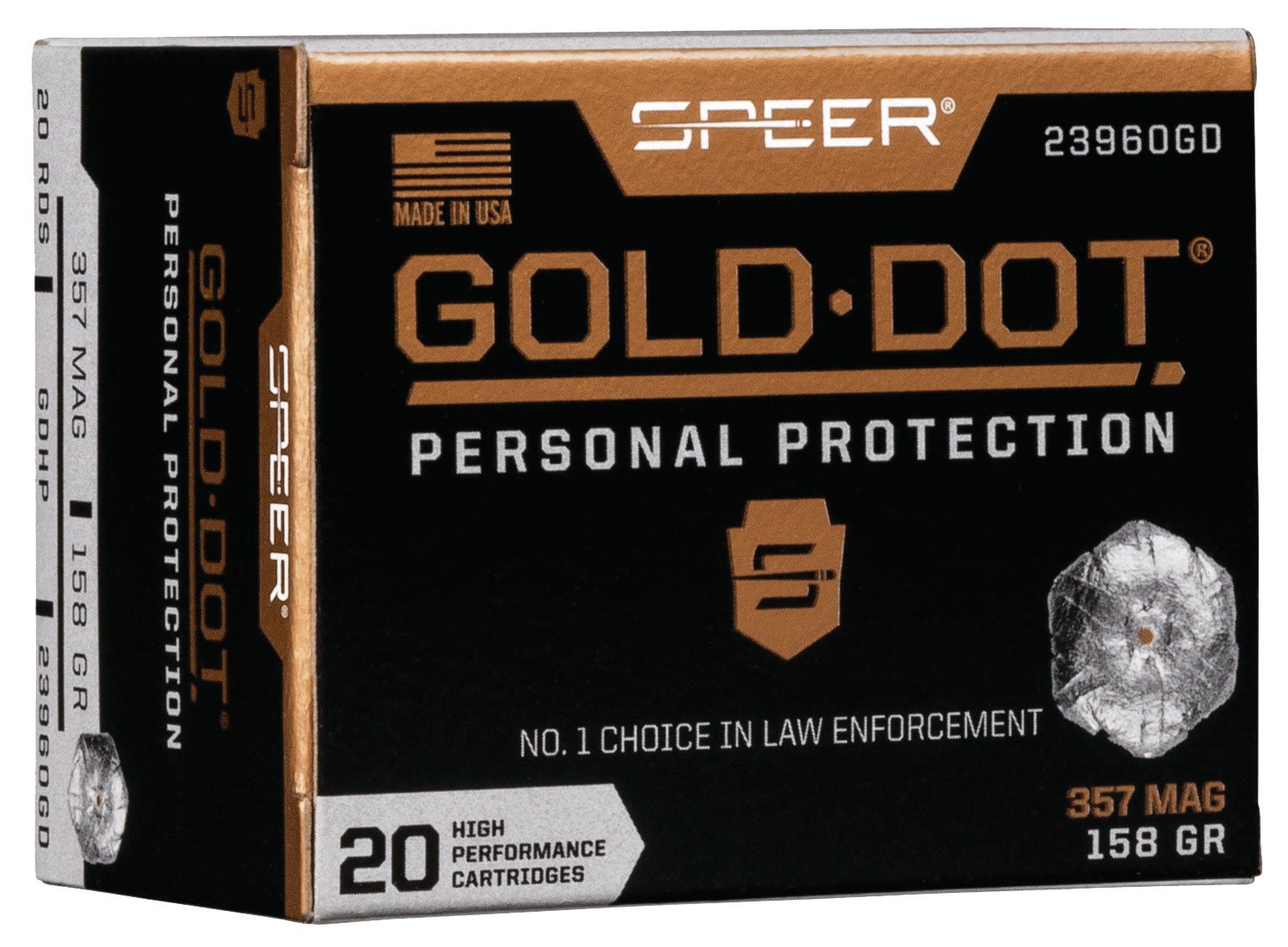 Speer Gold Dot 158 gr Hollow Point .357 Mag Ammo, 20/box - 23960GD