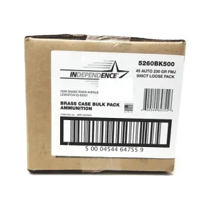 INDEPENDENCE AMMO 45 Auto 230Gr FMJ 500rd Bulk