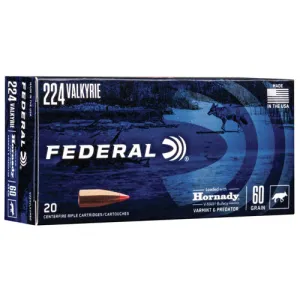 FEDERAL AMMO 224 Valkyrie 60 Grain Hornady V-Max 50rd