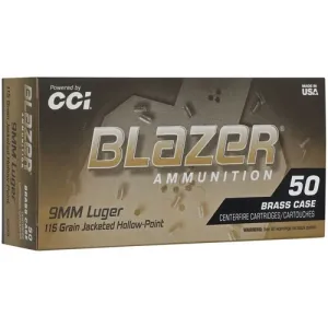 BLAZER AMMO 9mm Luger 115Gr Blazer Brass JHP 20rd