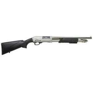 IVER JOHNSON PAS12 12 Gauge 3" 18" 4rd Pump Shotgun - Satin Nickel / Black Synthetic