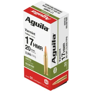 AGUILA AMMO 17 HMR 20Gr JHP 50rd Target Range Varmint
