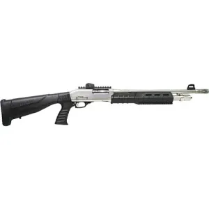 IVER JOHNSON PAS12 12 Gauge 3" 18" 5rd Pump Shotgun w/ QD Buttstock & Pistol Grip - Nickel | Black