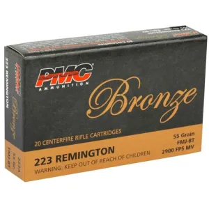 PMC Bronze 223 Rem 55gr Full Metal Jacket Ammunition | 20 Rounds