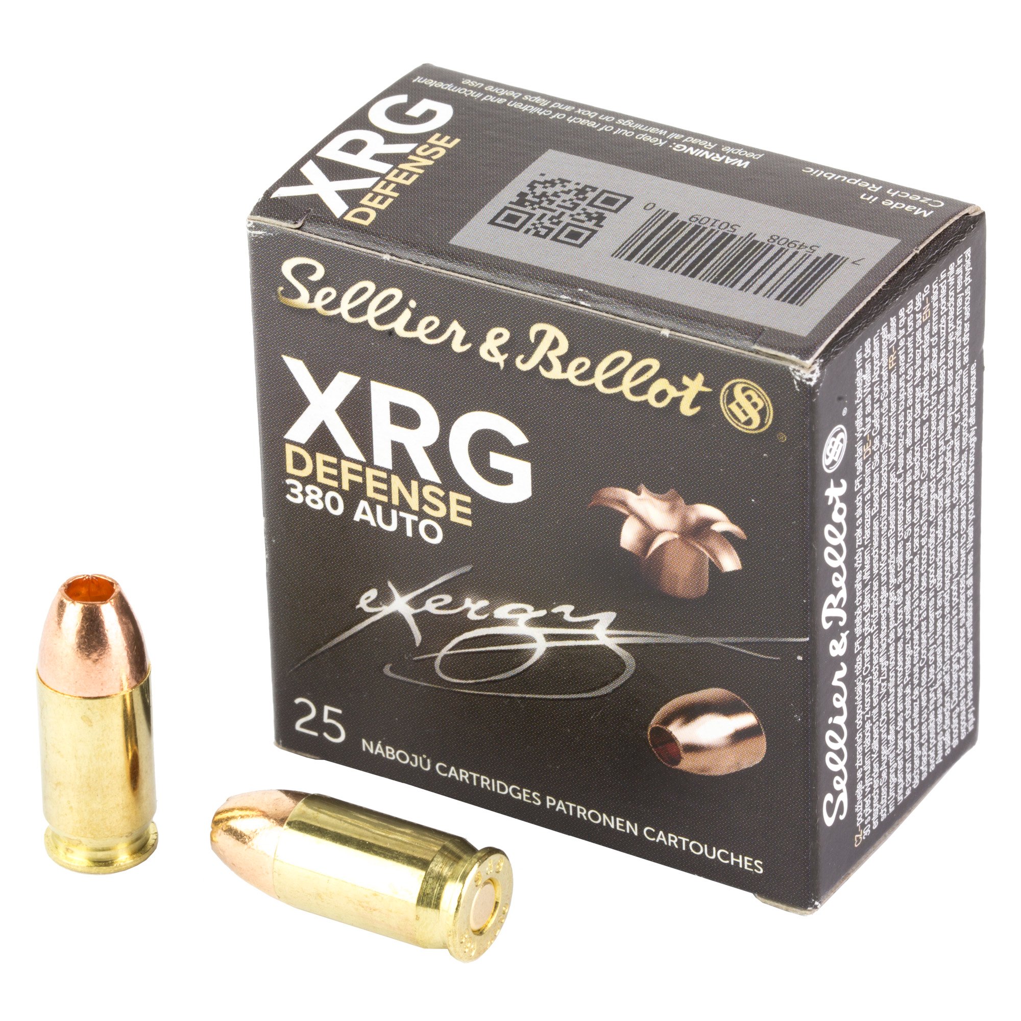 Sellier & Bellot Pistol .380 ACP Ammunition, 25 Rounds JHP 77Gr - SB380XA