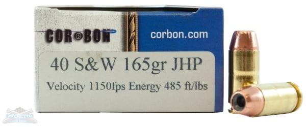 Cor-Bon 40 S&W 165gr JHP Ammunition 20rds - SD40165/20