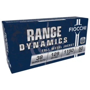 FIOCCHI Range Dynamics 38 Super 129 gr Full Metal Jacket Ammunition | 50 Rounds