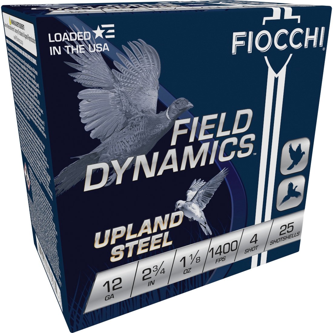 Fiocchi Field Dynamics Upland Game 12 Gauge 2-3/4" #4 1-1/8 oz 25rds Shotshell - Reliable Upland Game Load - 12HVST4
