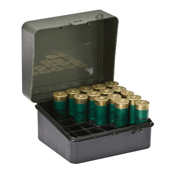 Plano Synergy 12/16 Gauge 25 Round Flip-Top Shotshell Case, Olive Drab Green/Black - 121701