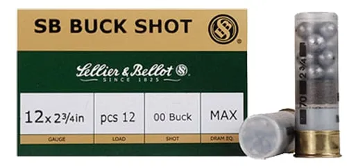 Sellier & Bellot 2.75" 12 Gauge Ammo 1 Buck 12 Pellets, 25/box - SB12BSF