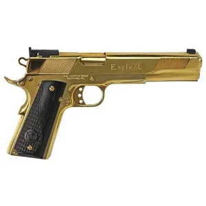 IVER JOHNSON Eagle XL 1911 10mm 6" 8rd Pistol - 24K Gold Plate | Black Dymondwood Grips