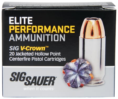 Sig Sauer 10mm 180gr JHP V-Crown Elite Performance Ammunition 20rds - 10MM1-20
