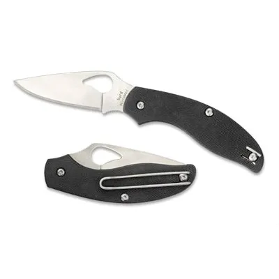 Spyderco Byrd Tern Slipit 2.75" Plain Leaf Shape Folding Knife, Black - BY23GP