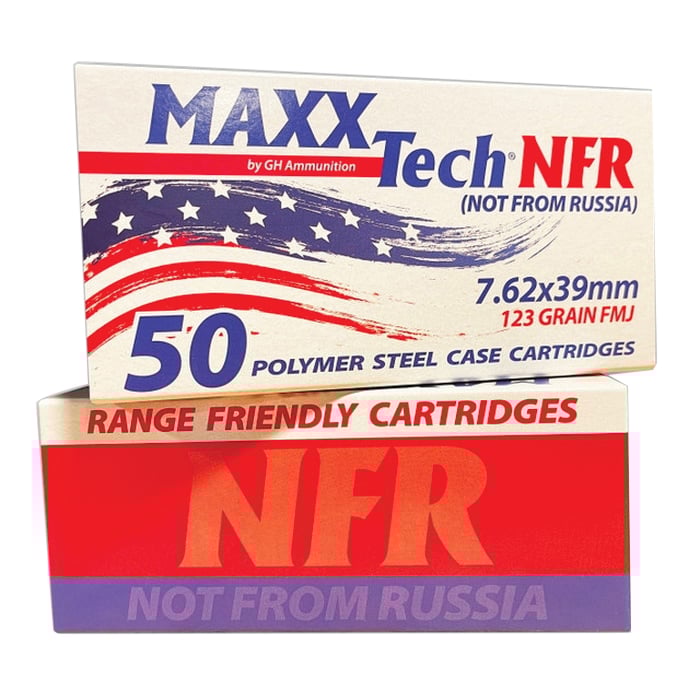 MaxxTech 7.62x39mm 123 gr FMJ 50rds Rifle Ammo for Affordable Training - MTNFR762