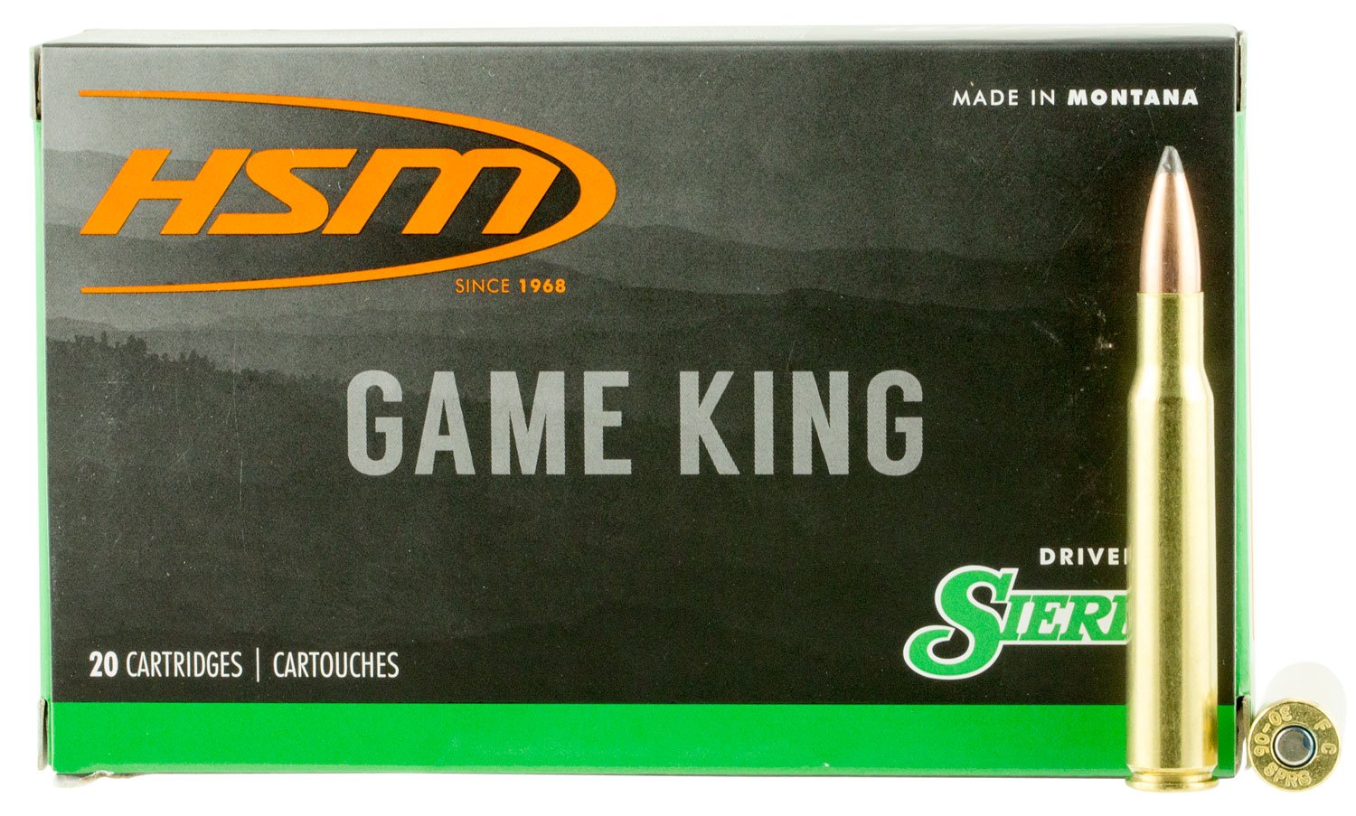 HSM Ammunition Game King 117 gr Spitzer Boat Tail .25-06 Rem Ammo, 20/box - HSM-25-06-9-N